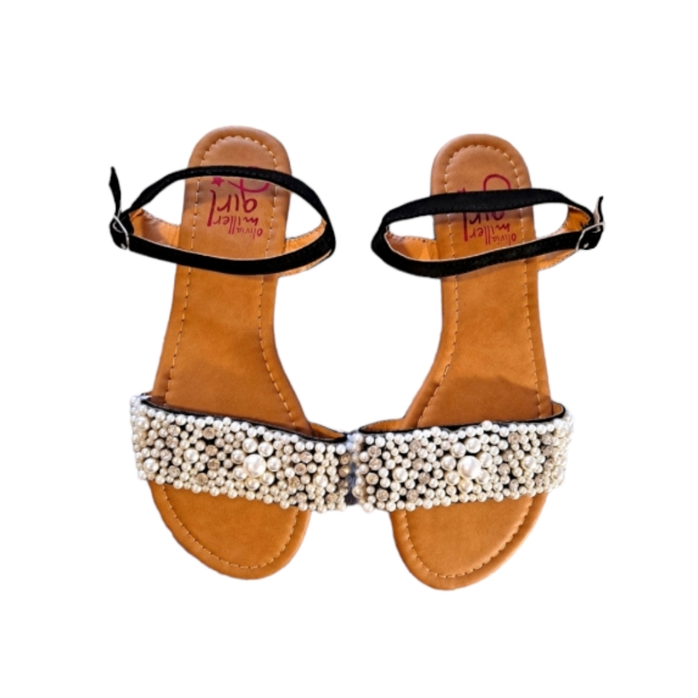 Olivia Miller Girl | Bedazzled Ankle Strap Sandals | Size 4 (GIRLS)